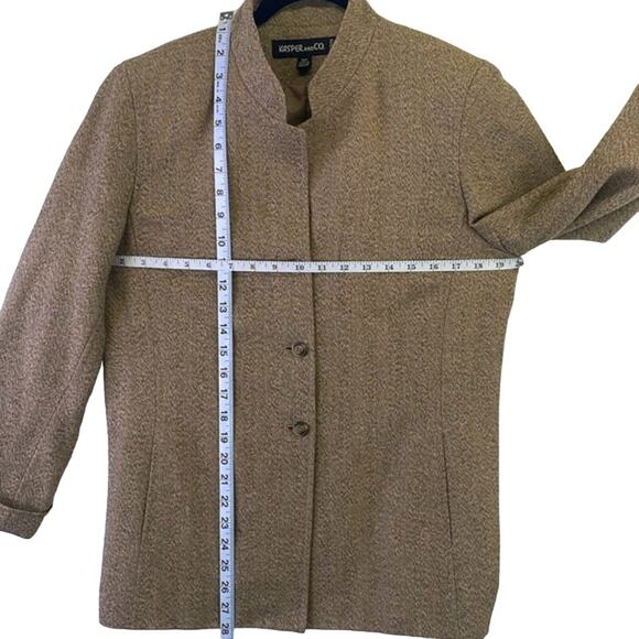 Jasper And Co. Stand Up Collar Tans Three Button Up Rolled Cuff Blazer 10 Petite - Picture 12 of 15